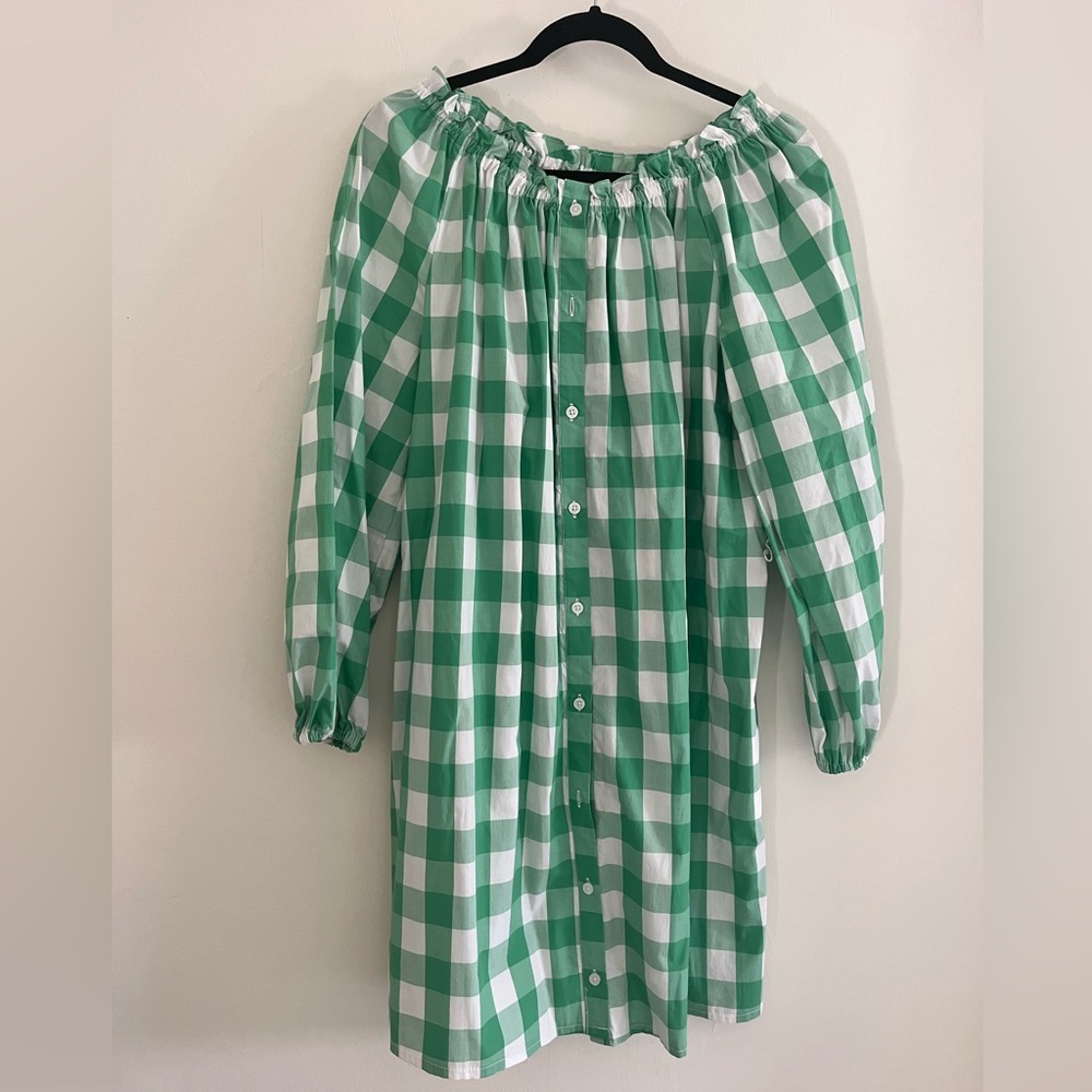 Who What Wear Green and White Plaid Dress